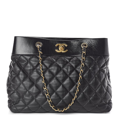 Chanel Calfskin Quilted Large Soft Elegance Tote Black 1 of 11