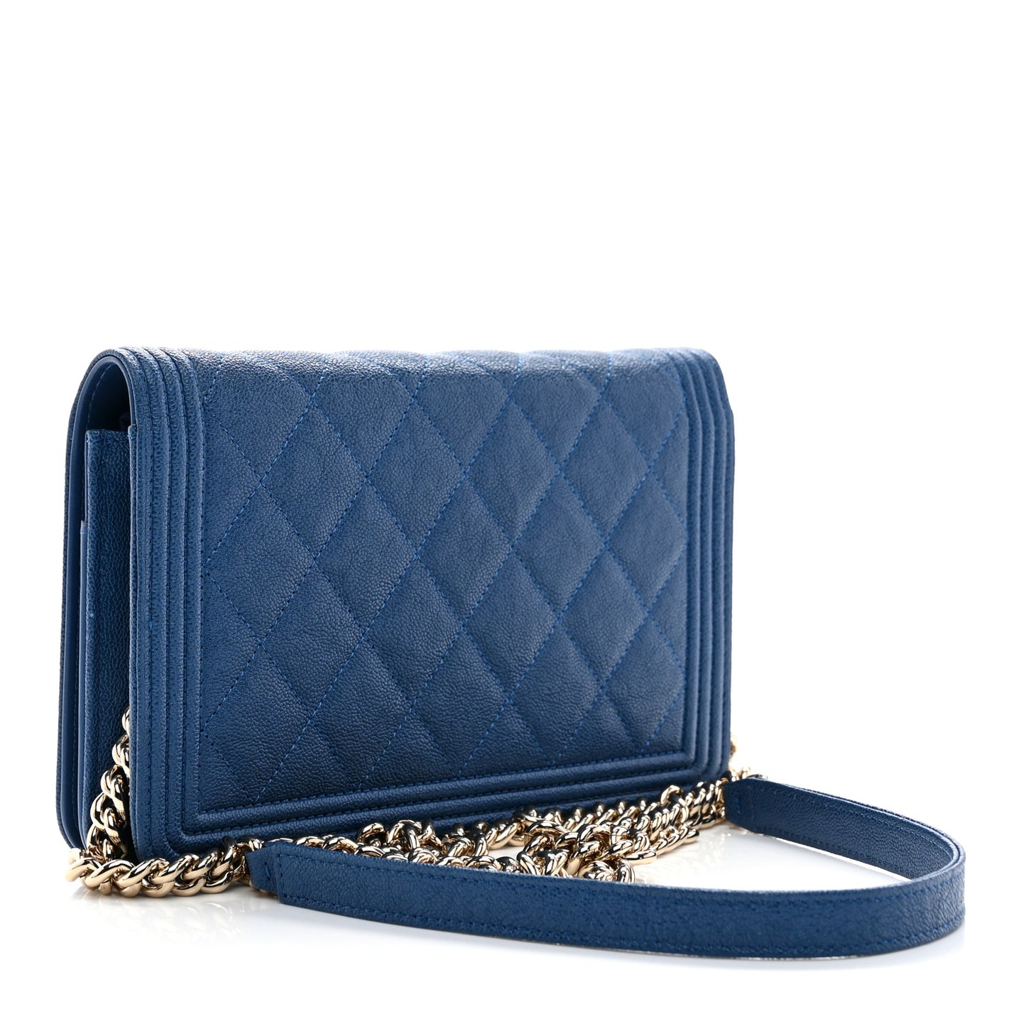 Caviar Quilted Boy Wallet On Chain WOC Blue