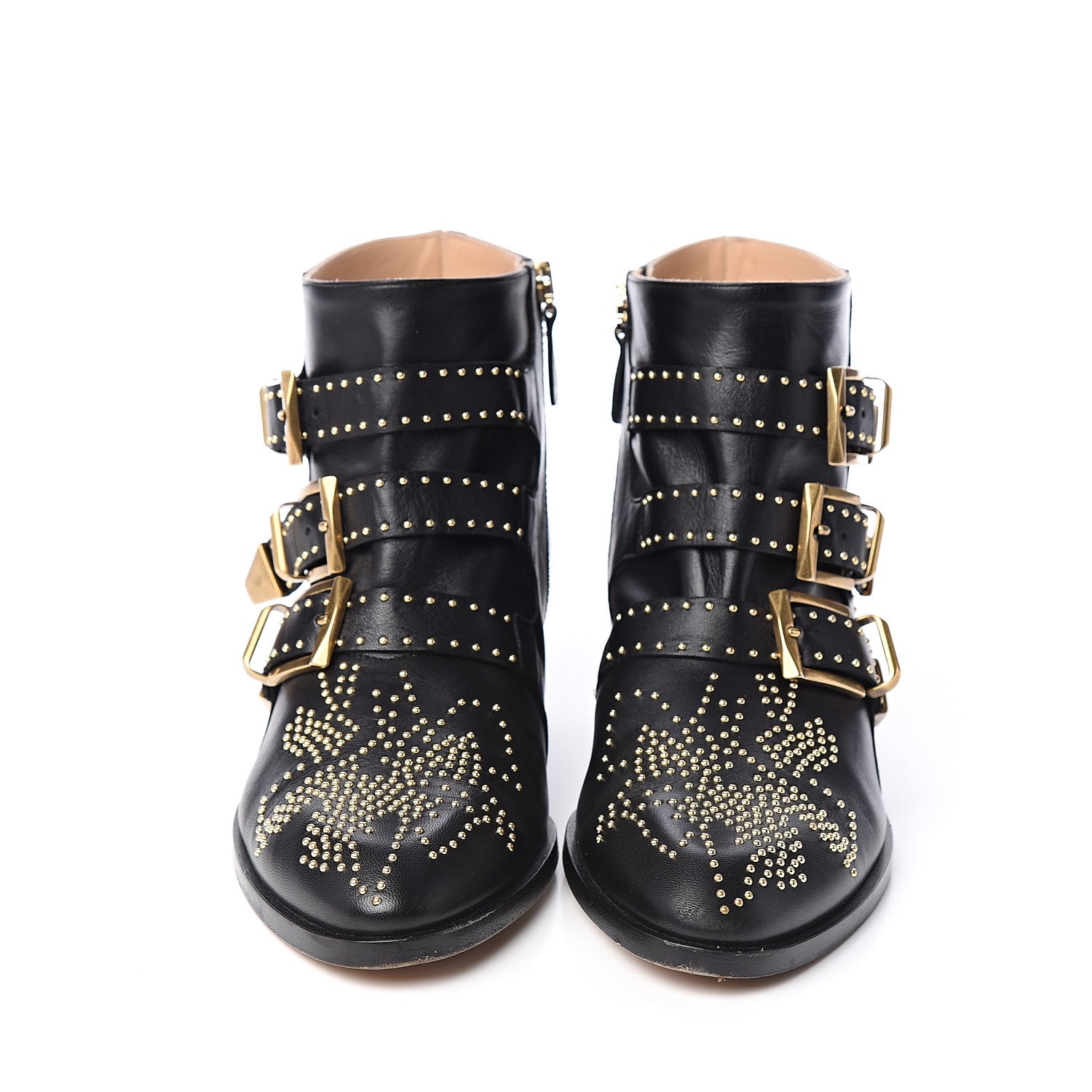 Chloe Nappa Sheepskin Studded Susanna Ankle Boots 37 Black 2 of 10