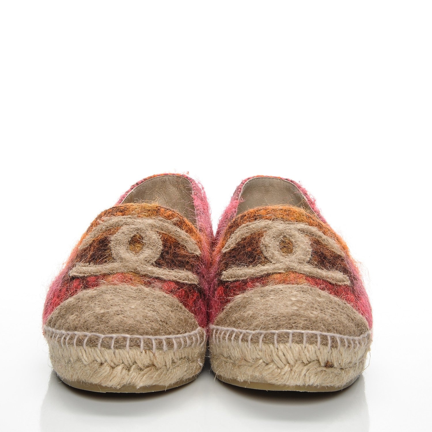 Chanel Tweed CC Espadrilles 39 Brown Pink Beige 2 of 7