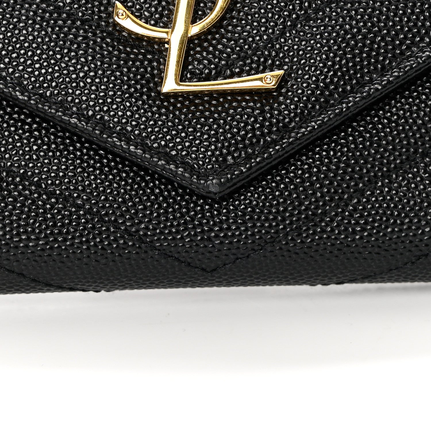 Saint Laurent Grain De Poudre Matelasse Chevron Monogram Flap Wallet Black 8 of 11