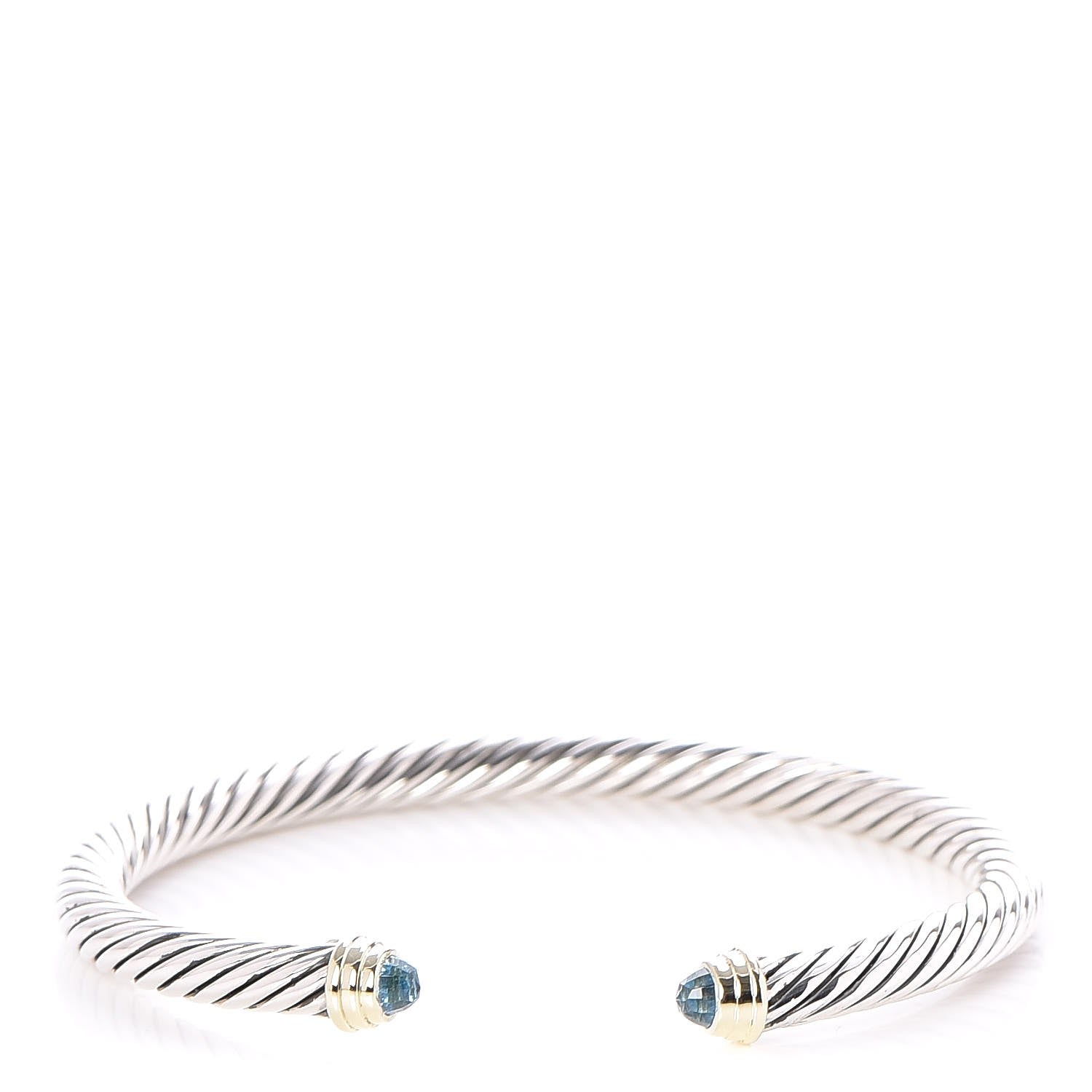 David Yurman Sterling Silver 14K Yellow Gold Blue Topaz 5mm Cable Classics Petite Color Bracelet 1 of 4