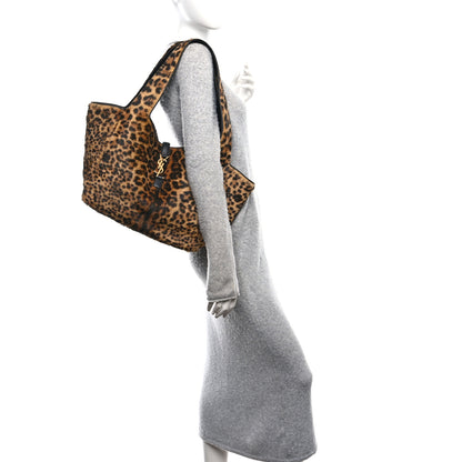 Saint Laurent Pony Hair Nappa Leopard Print Le 5 A 7 Bea Tote Earth Black 2 of 11