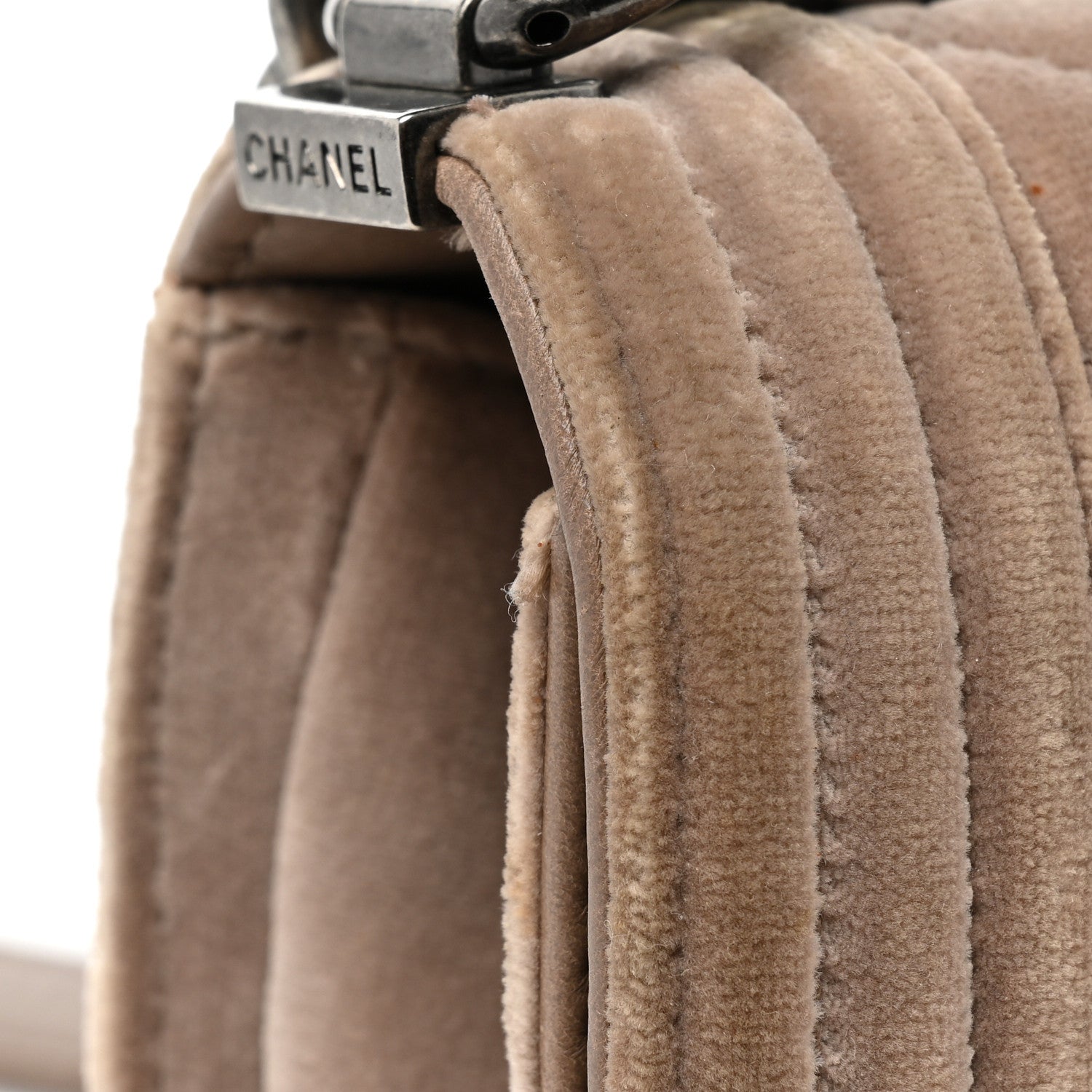 Chanel Velvet Quilted Small Boy Flap Beige 15 of 18