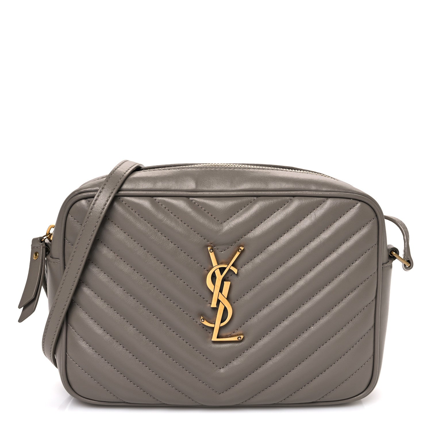 Saint Laurent Calfskin Matelasse Monogram Lou Camera Bag Greyish Brown 1 of 12