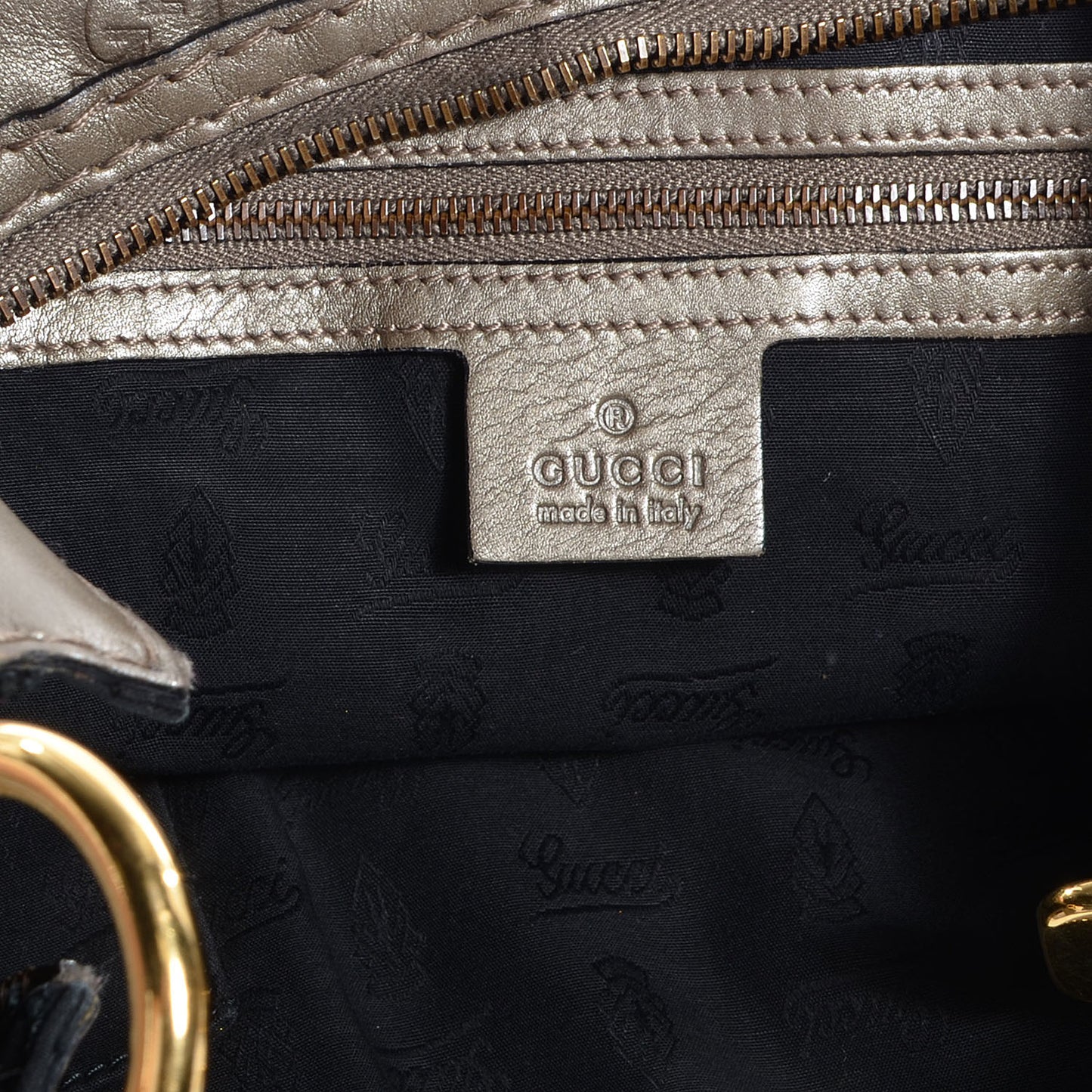 Guccissima Medium Jockey Hobo Metallic Pewter