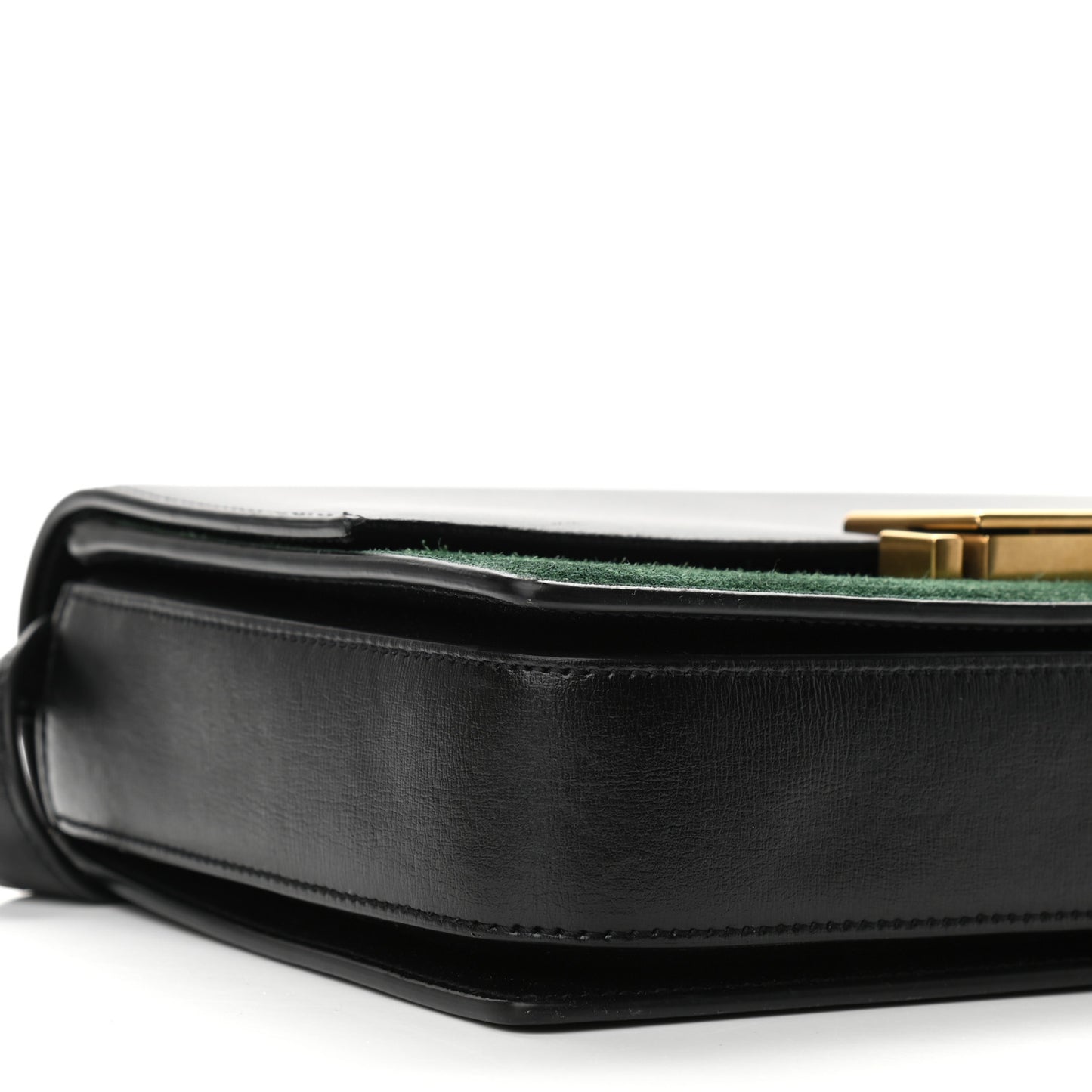 Smooth Calfskin Suede Medium Bellechasse Black Dark Green