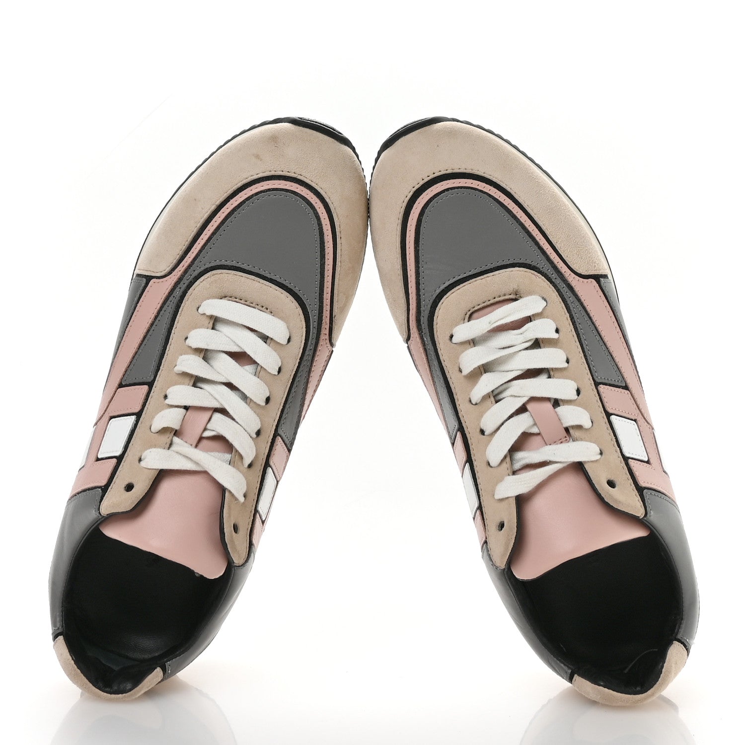 Hermes Calfskin Suede Goatskin Womens Chris Sneakers 39.5 Gris D'Hiver 2 of 8