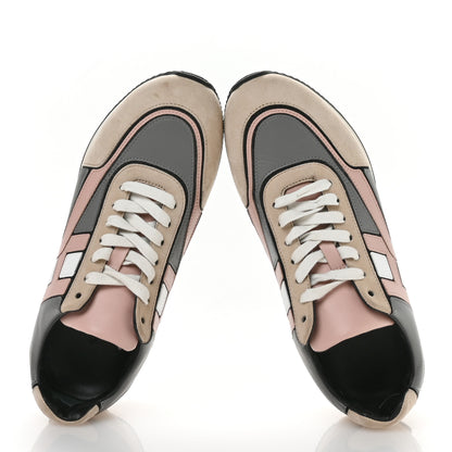 Hermes Calfskin Suede Goatskin Womens Chris Sneakers 39.5 Gris D'Hiver 2 of 8