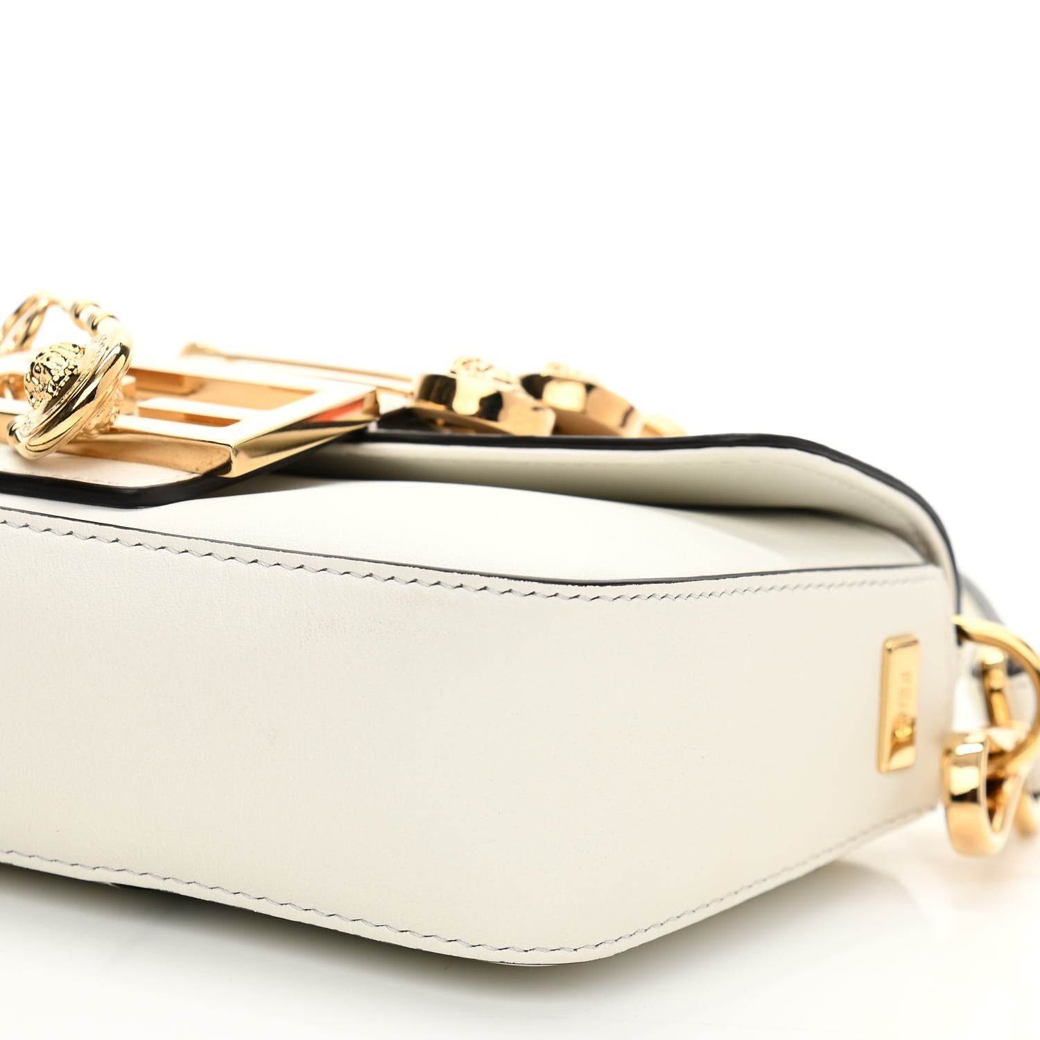 Fendi X VERSACE Vitello Seta Fendace Mini Brooch Baguette White