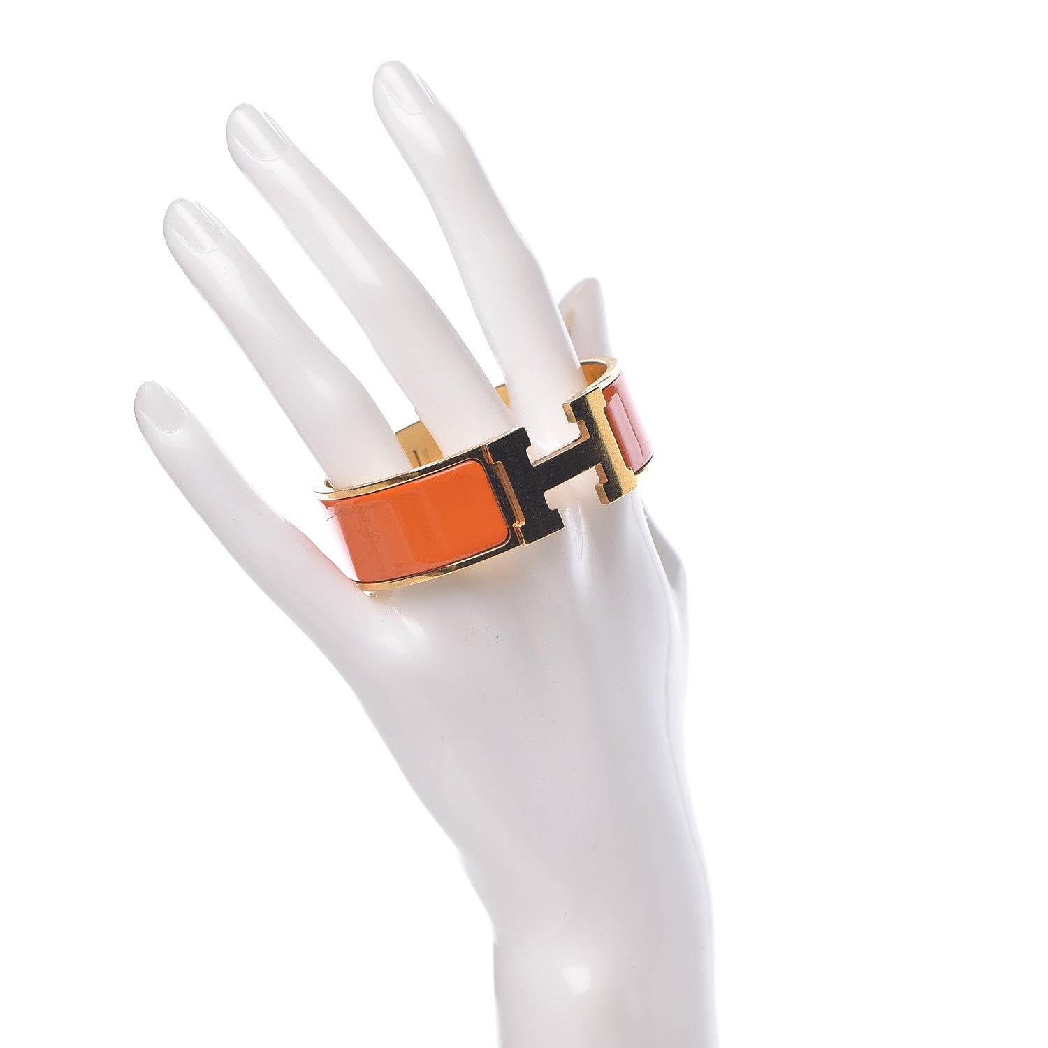 Hermes Enamel Wide Clic Clac H Bracelet GM Orange 2 of 4