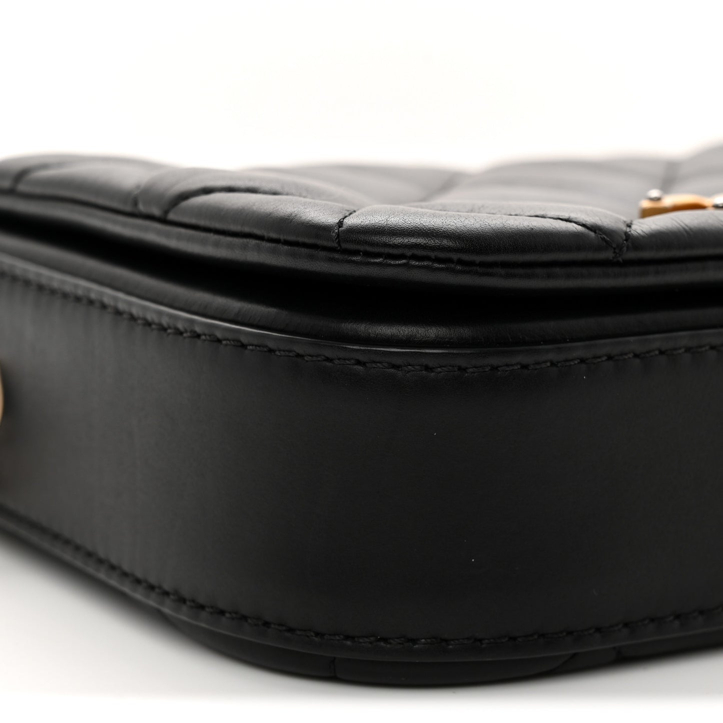 Calfskin Quilted Mini Nailed CC Flap Bag Black