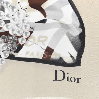 Christian Dior Silk Square Miss Dior Scarf Black Multi 3 of 4