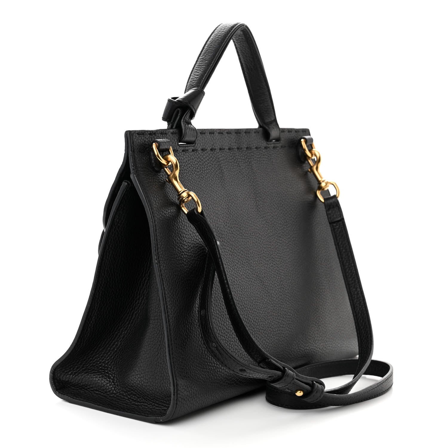 Gucci Calfskin Small GG Marmont Top Handle Bag Black 3 of 14