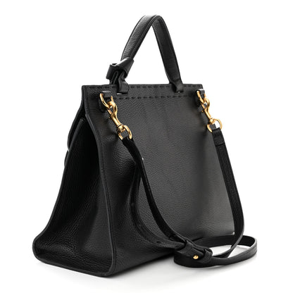 Gucci Calfskin Small GG Marmont Top Handle Bag Black 3 of 14