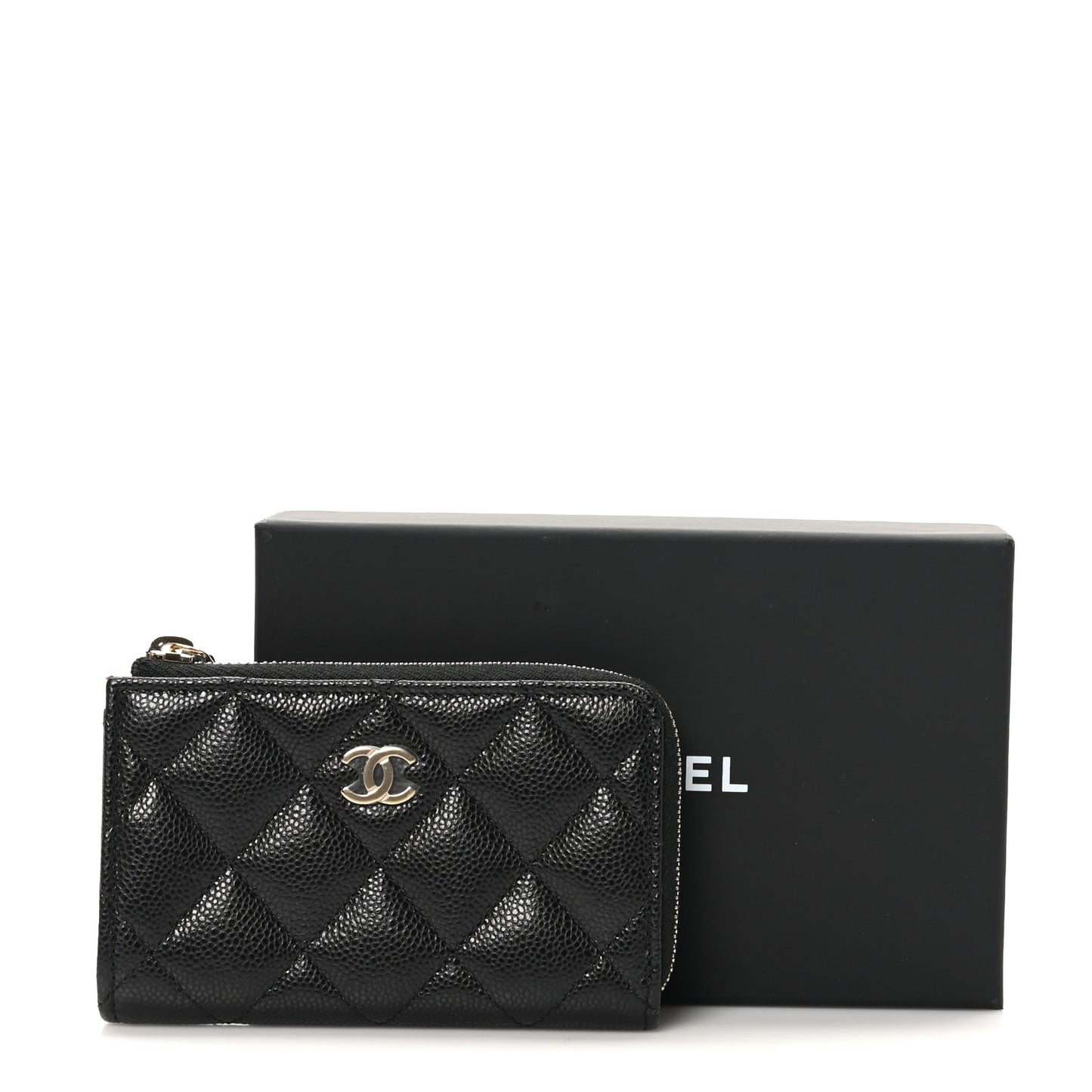 Caviar Quilted Zipped Key Holder Case Black