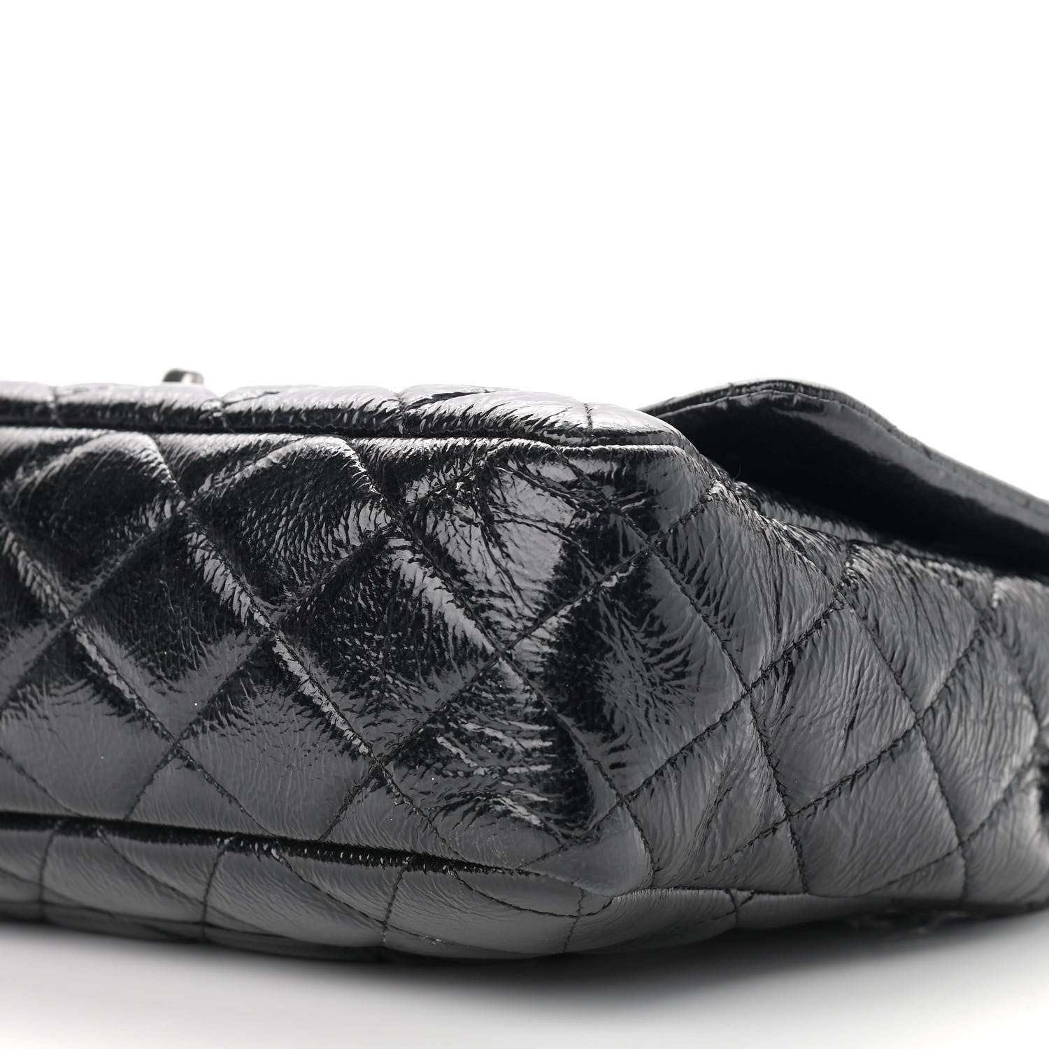 Chanel Crinkled Patent Quilted Jumbo Single Flap Black 6 of 12