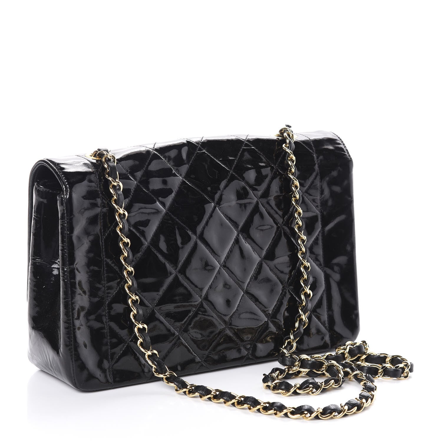 Chanel Patent Quilted Medium Single Flap Bag Black 3 of 12
