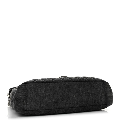 Saint Laurent Denim Mixed Matelasse Triquilt Large Monogram Envelope Satchel Black 4 of 13