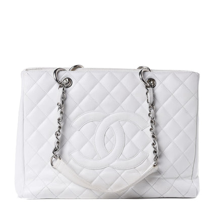 Chanel Caviar Quilted Grand Shopping Tote GST White 1 of 5