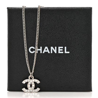 Chanel Crystal Timeless CC Necklace Silver 5 of 5