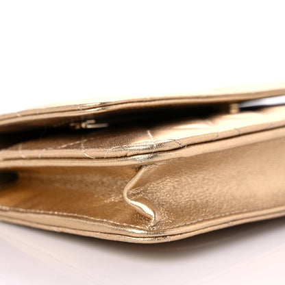 Chanel Metallic Lambskin Quilted Wallet On Chain WOC Gold 9 of 11