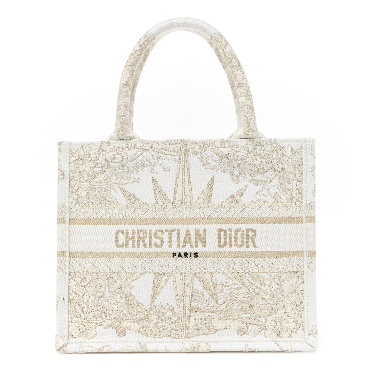 Canvas Embroidered Small Rêve d'Infini Book Tote Gold