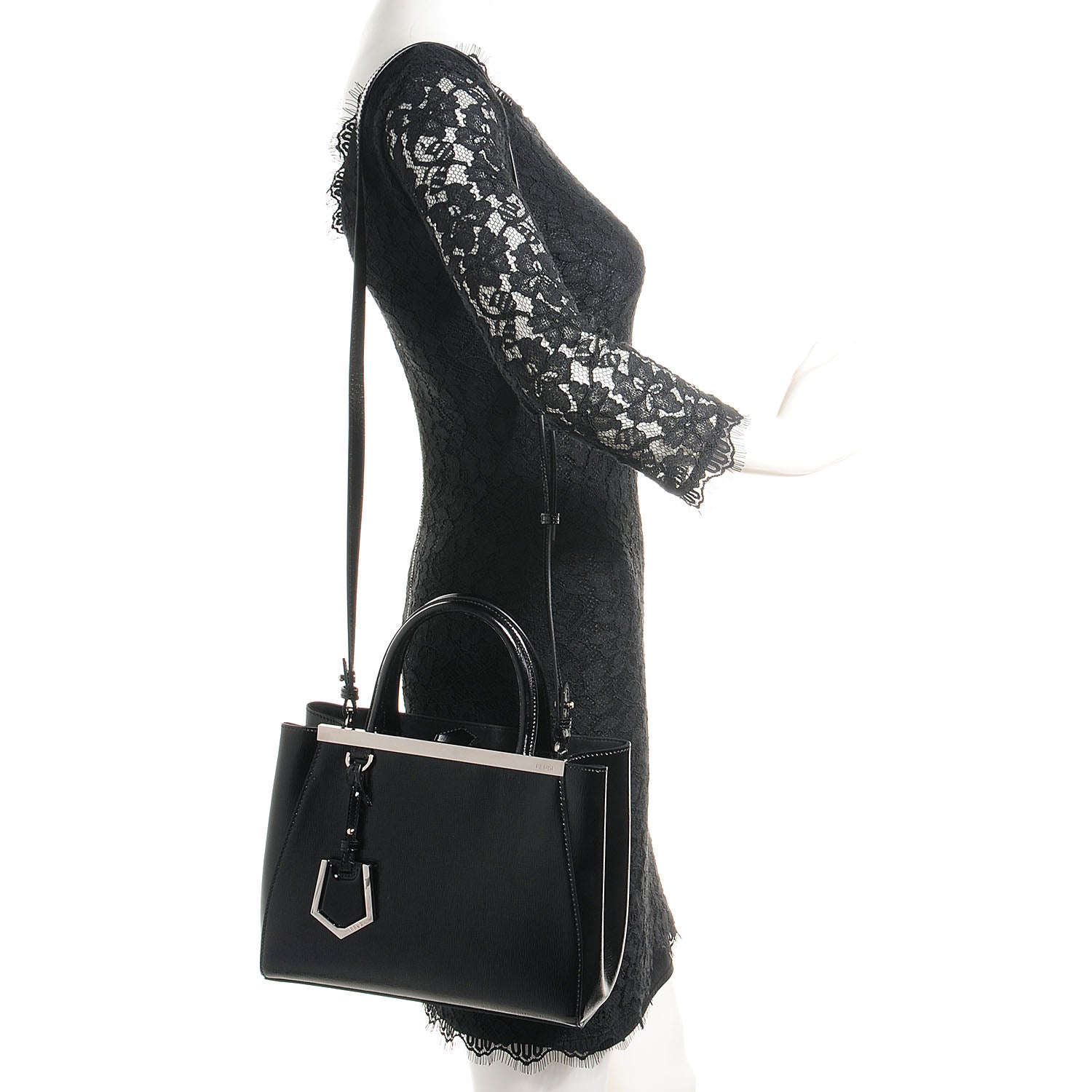 Fendi Patent Vitello Elite Petite 2Jours Tote Black 2 of 9