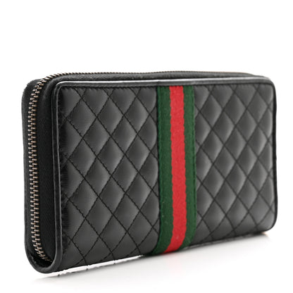 Gucci Calfskin Web Trapuntata GG Zip Around Wallet Black 3 of 7