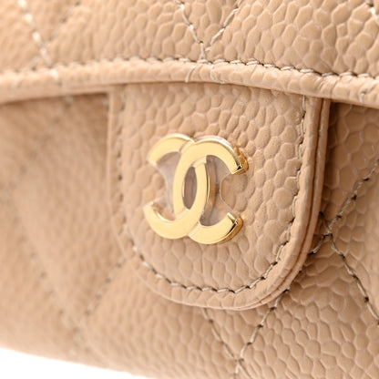 Chanel Caviar Quilted Flap Card Holder Wallet Light Beige 9 of 10
