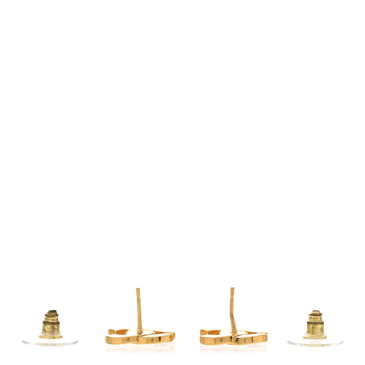 Chanel Metal CC Paris Button Stud Earrings Gold 3 of 5