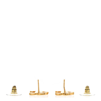 Chanel Metal CC Paris Button Stud Earrings Gold 3 of 5