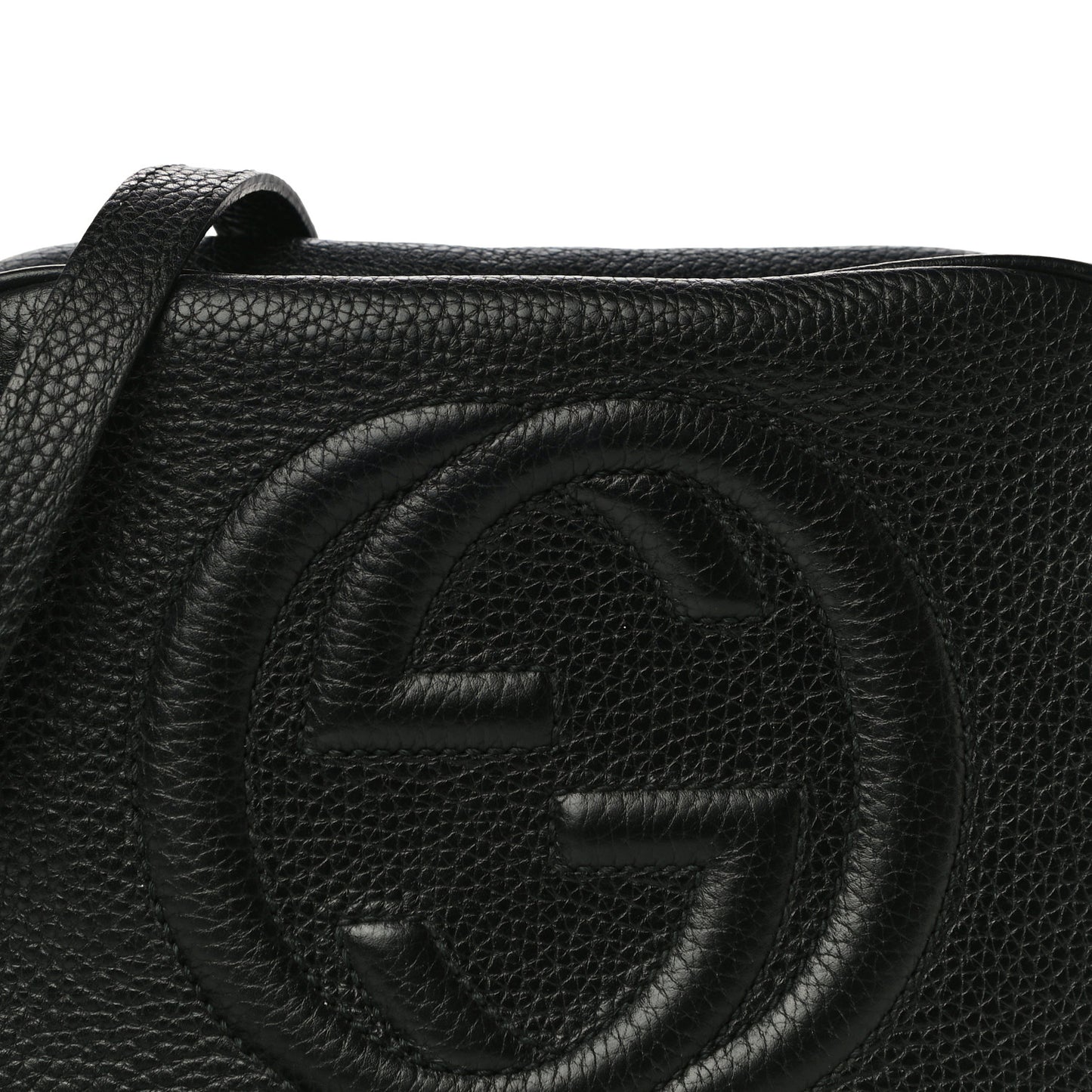 Pebbled Calfskin Small Soho Disco Bag Black