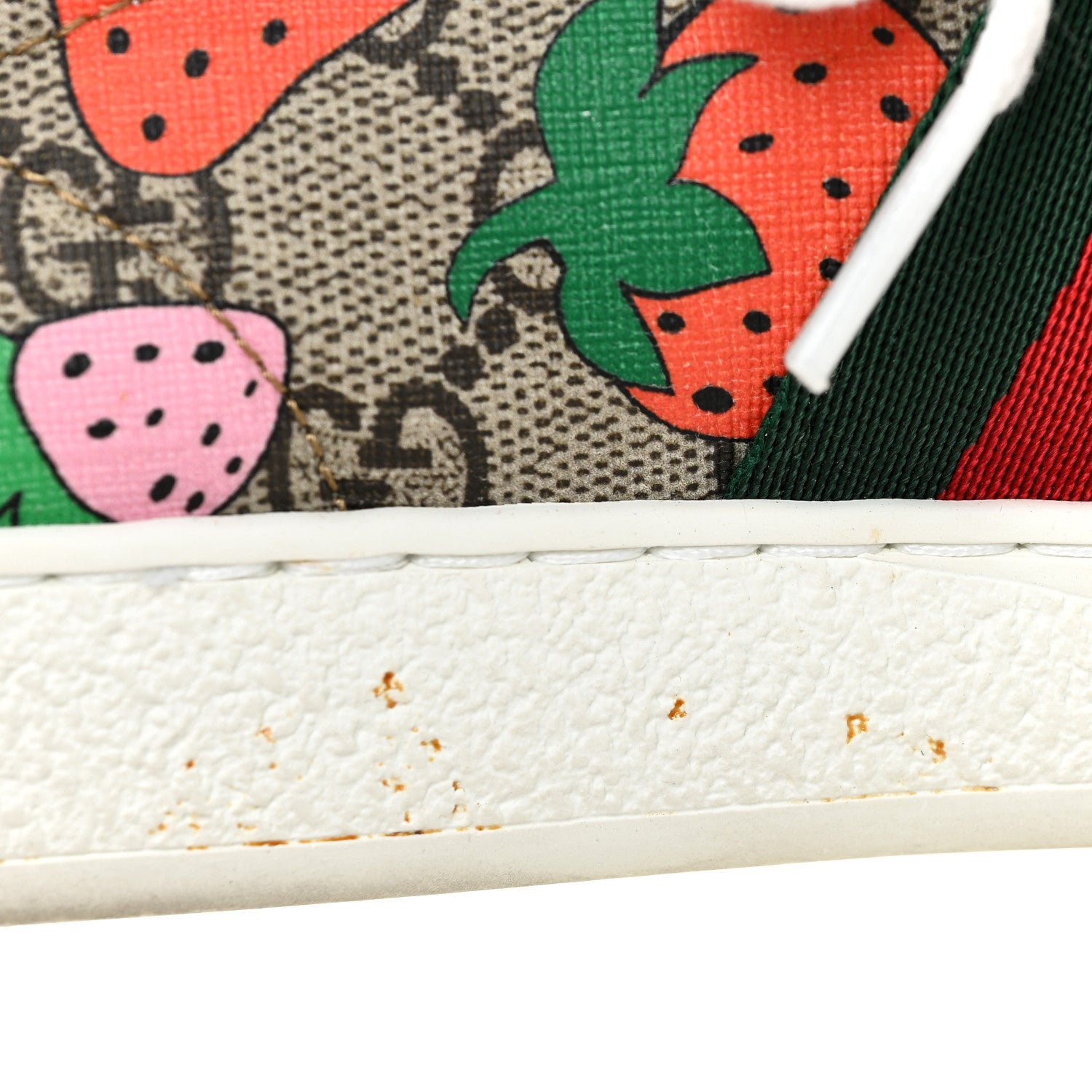 Gucci GG Supreme Monogram Strawberry Web Womens Ace Sneakers 39.5 Beige Multicolor Red Green 14 of 18