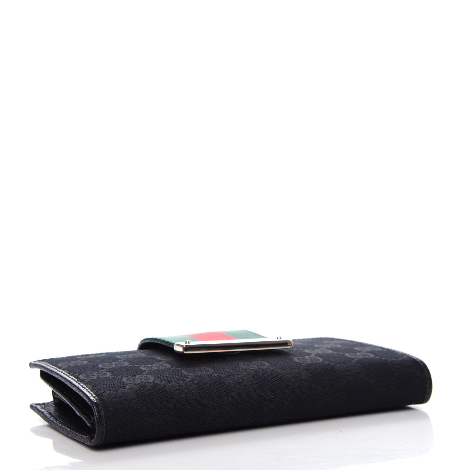 Gucci Monogram Calfskin Ladies Web Long Wallet Black 4 of 7