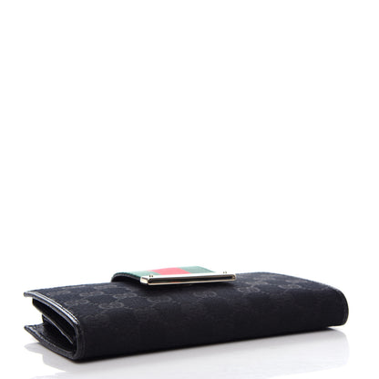 Gucci Monogram Calfskin Ladies Web Long Wallet Black 4 of 7