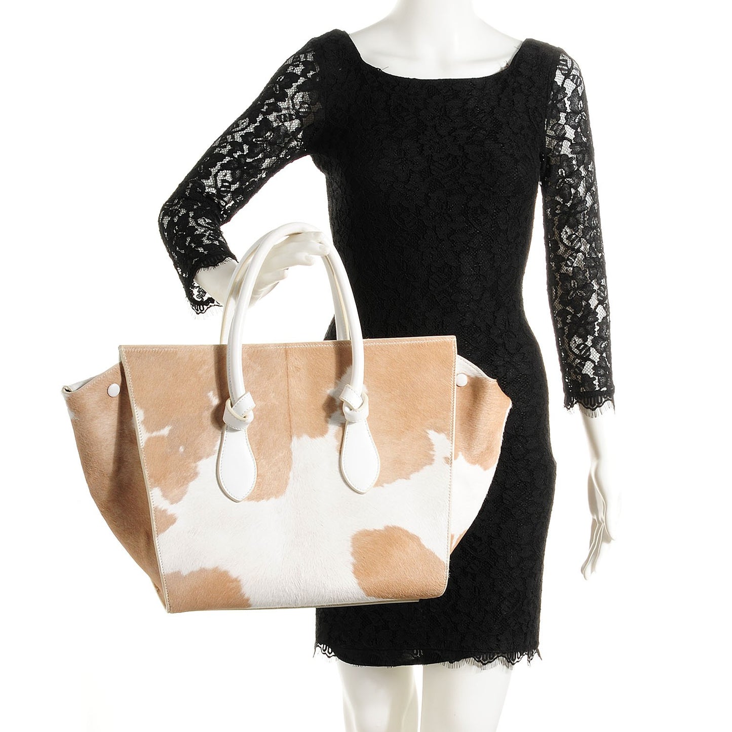 Smooth Calfskin Pony Hair Medium Tie Knot Tote Natural