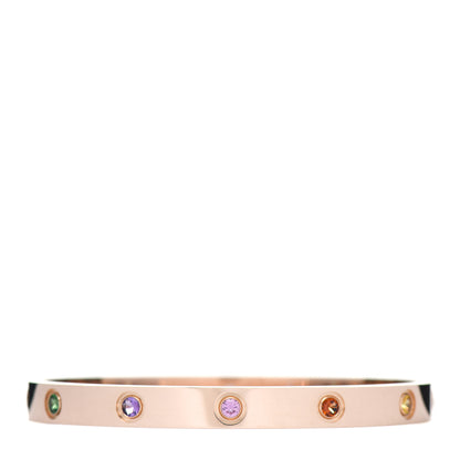 Cartier 18K Pink Gold Sapphire Garnet Amethyst LOVE Bracelet 17 1 of 5