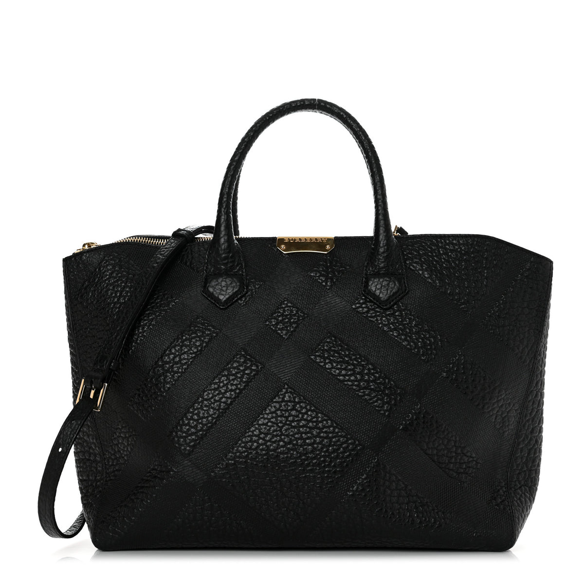 Heritage Grain Check Embossed Medium Dewsbury Tote Black