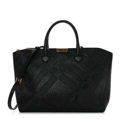 Burberry Heritage Grain Check Embossed Medium Dewsbury Tote Black 1 of 12