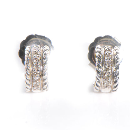 David Yurman Sterling Silver Diamond Cable Classics Extra Small Earrings 1 of 5