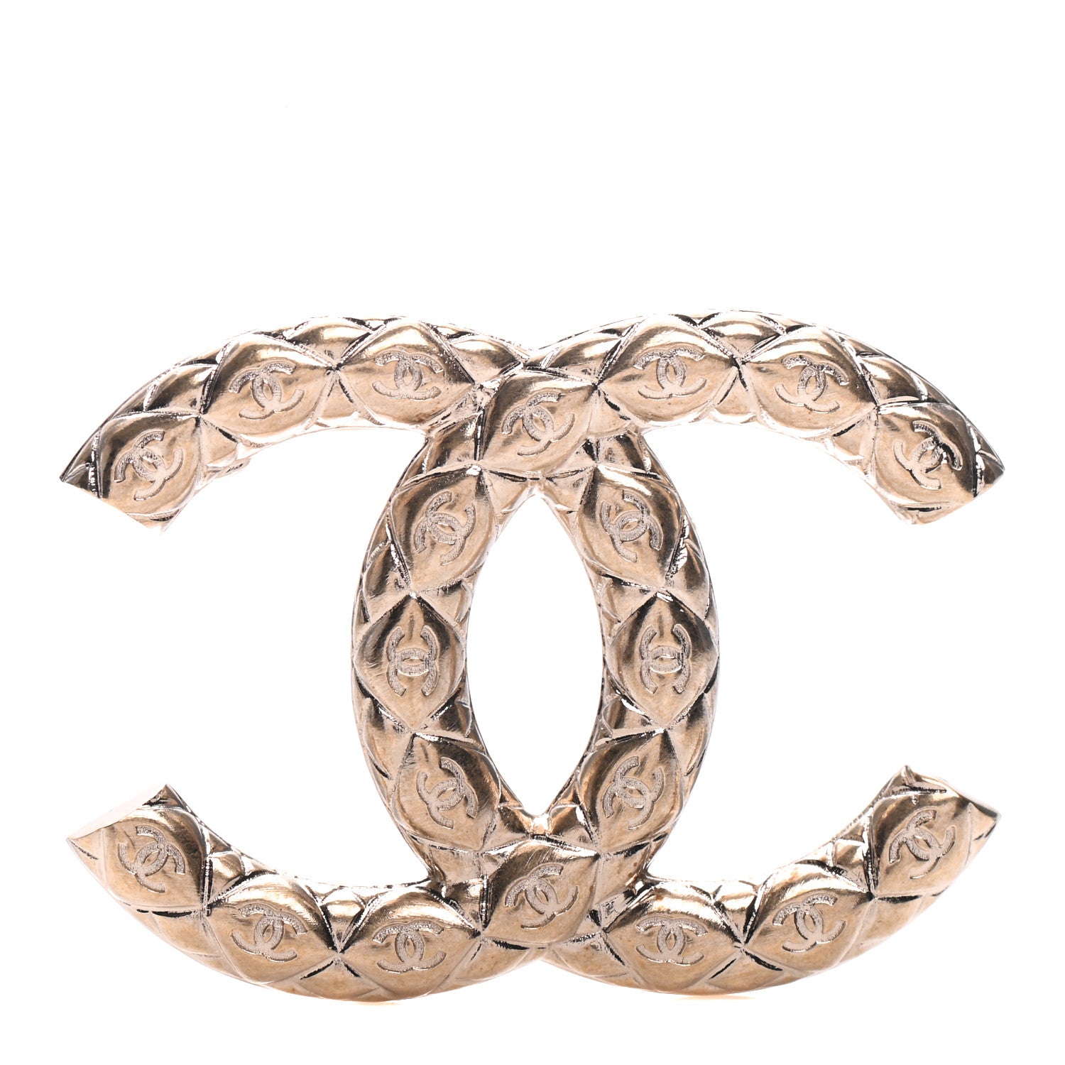 Chanel Metal CC Diamond Quilted Brooch Light Gold 1 of 6