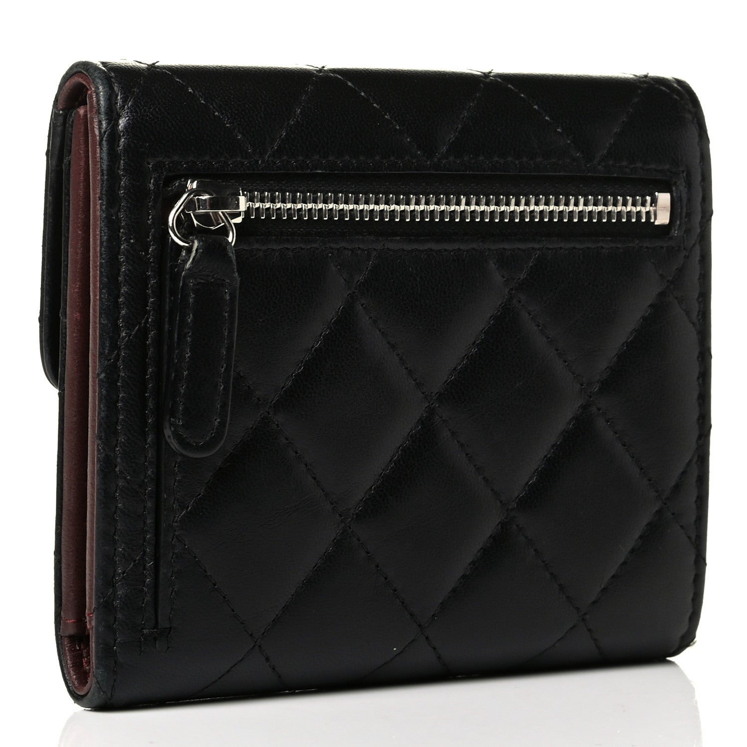 Chanel Lambskin Quilted Compact Flap Wallet Black 2 of 6