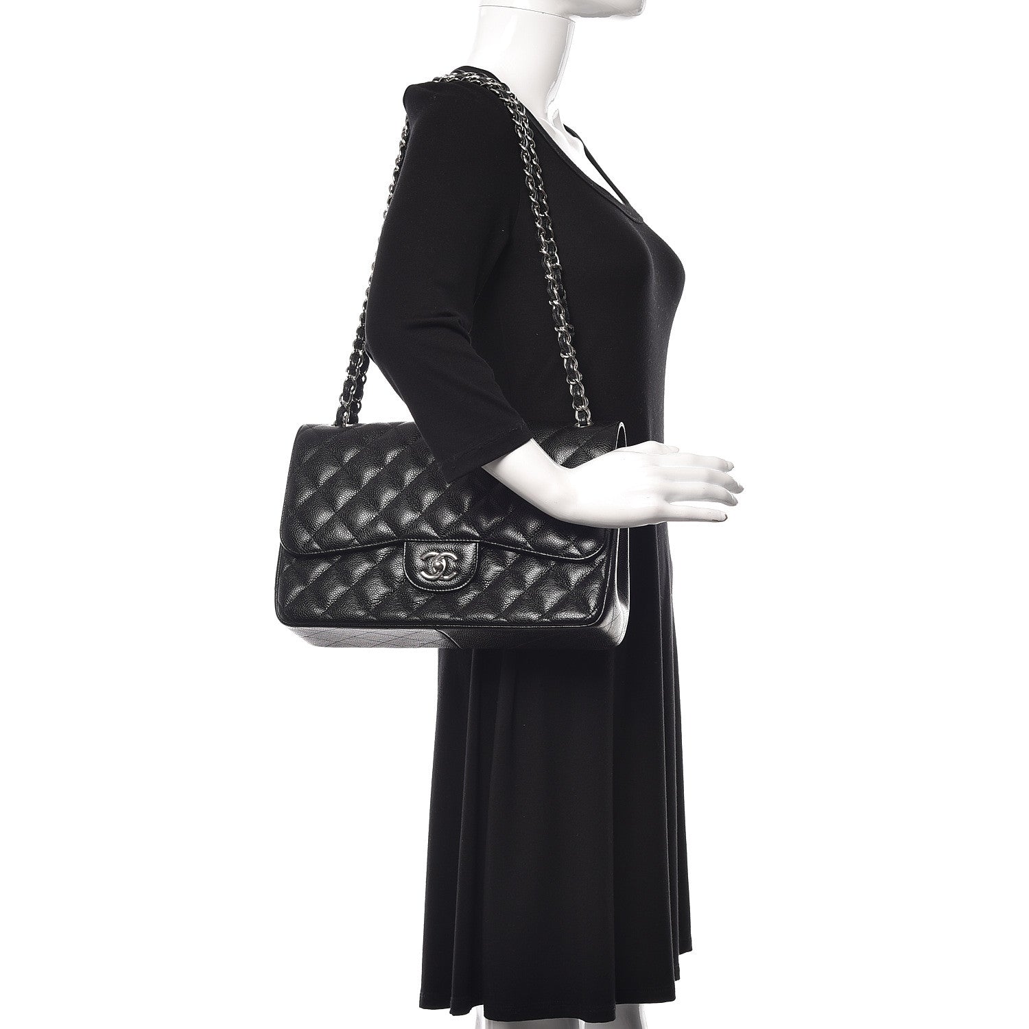 Chanel Caviar Quilted Jumbo Double Flap Black 2 of 11