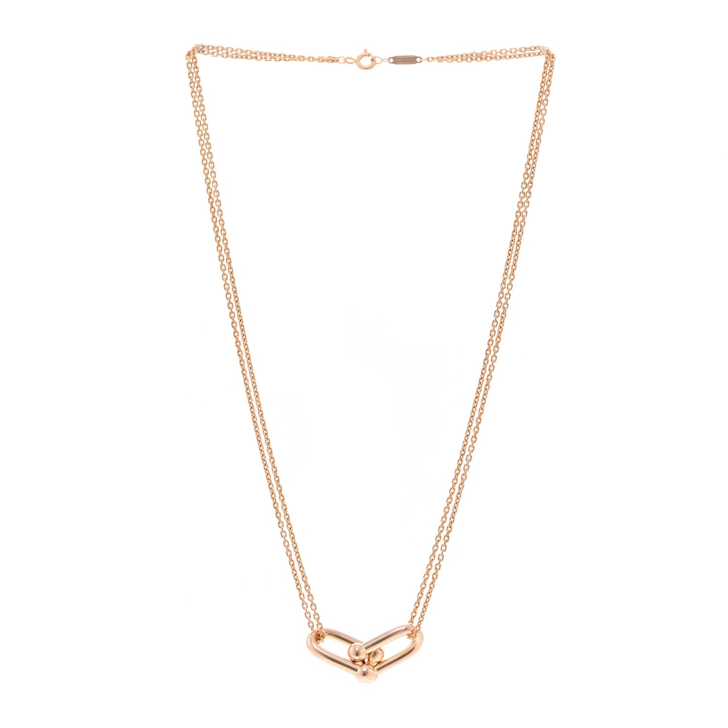 Tiffany 18K Rose Gold HardWear Double Link Pendant Necklace 3 of 4