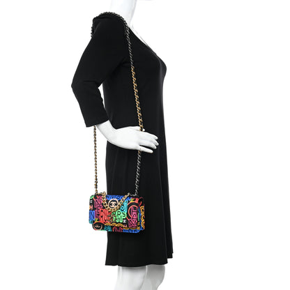 Chanel Fabric Printed Chanel 19 Wallet On Chain WOC Black Multicolor 2 of 14