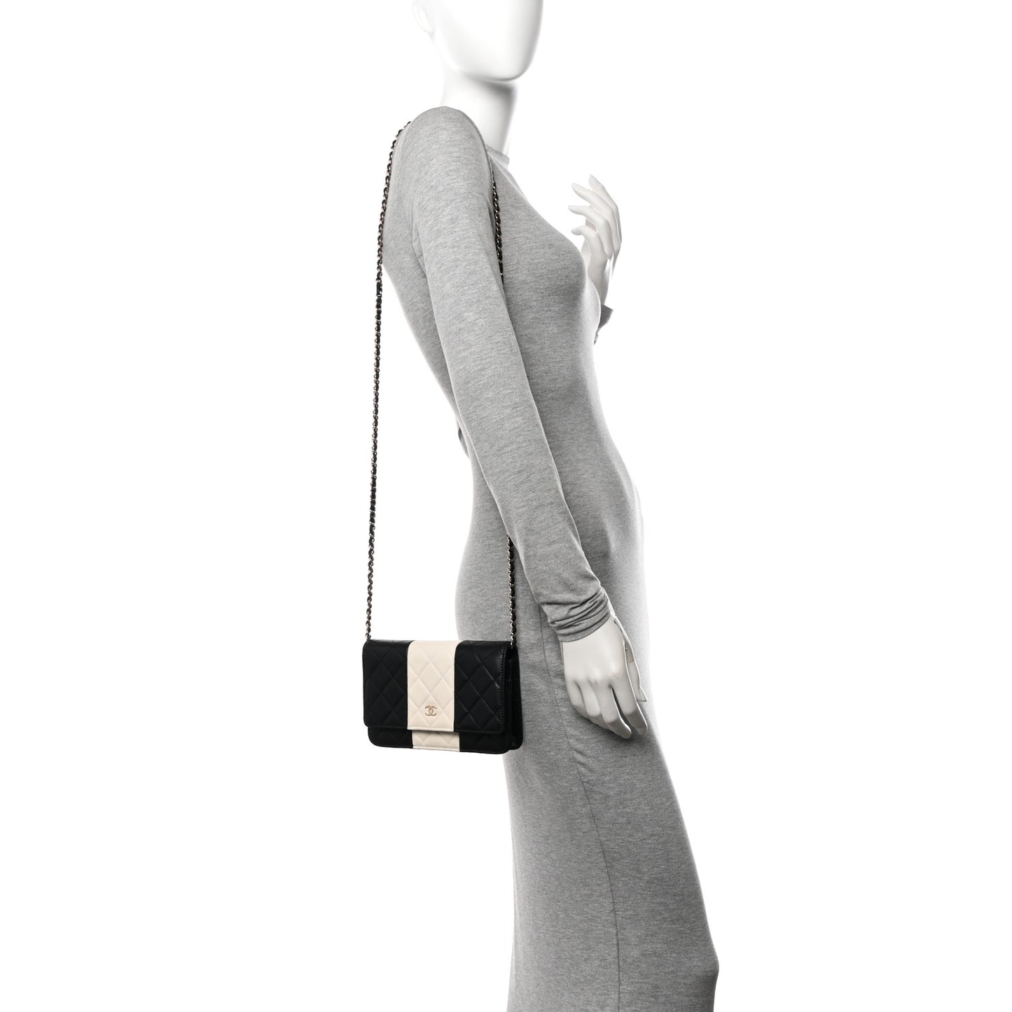 Lambskin Quilted Wallet On Chain WOC White Black