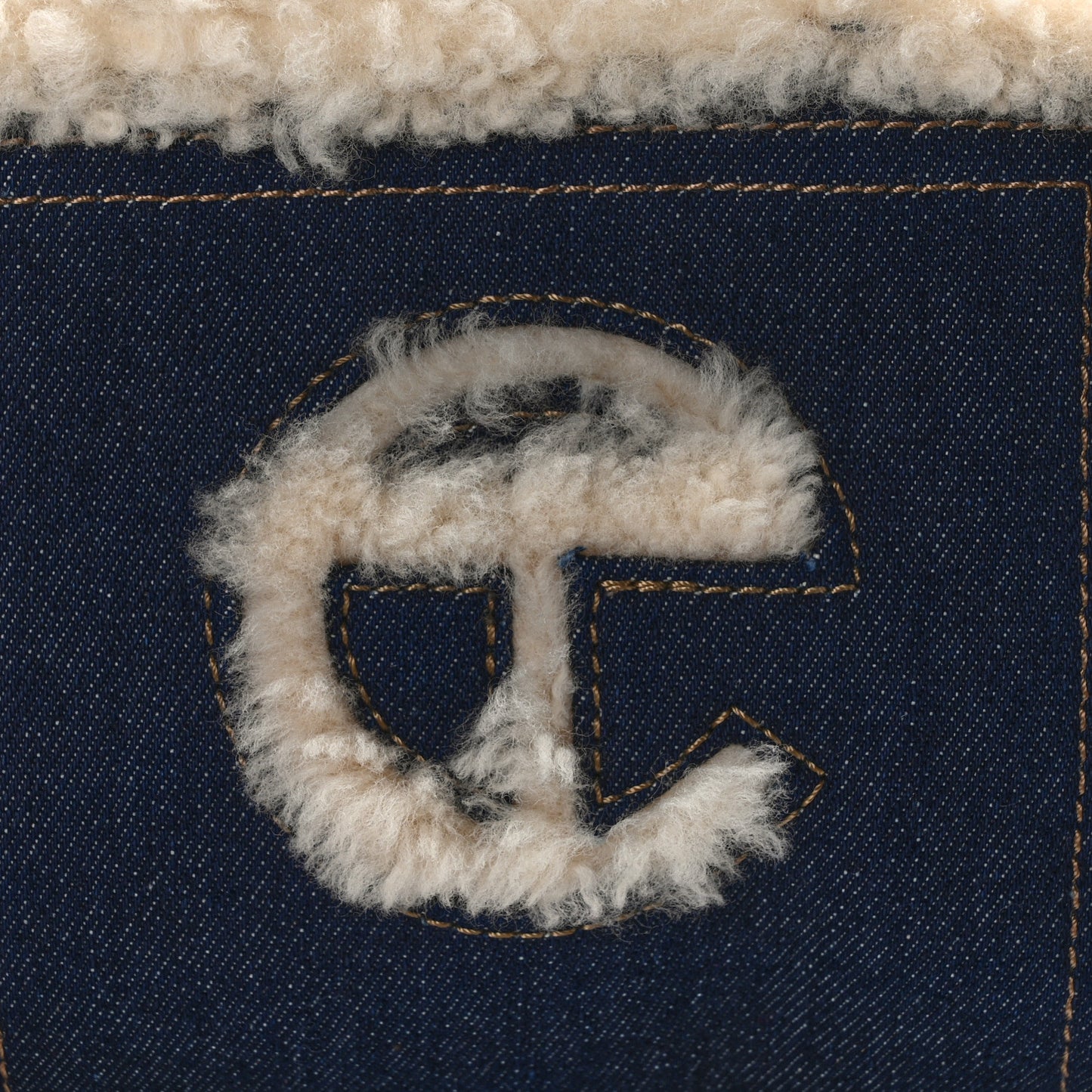 X UGG Denim Shearling Small Shopping Bag Raw Denim