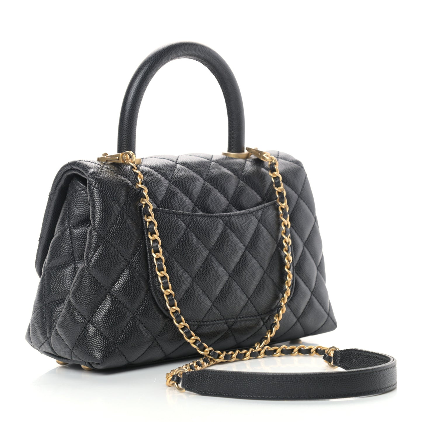 Caviar Quilted Mini Coco Handle Flap Black