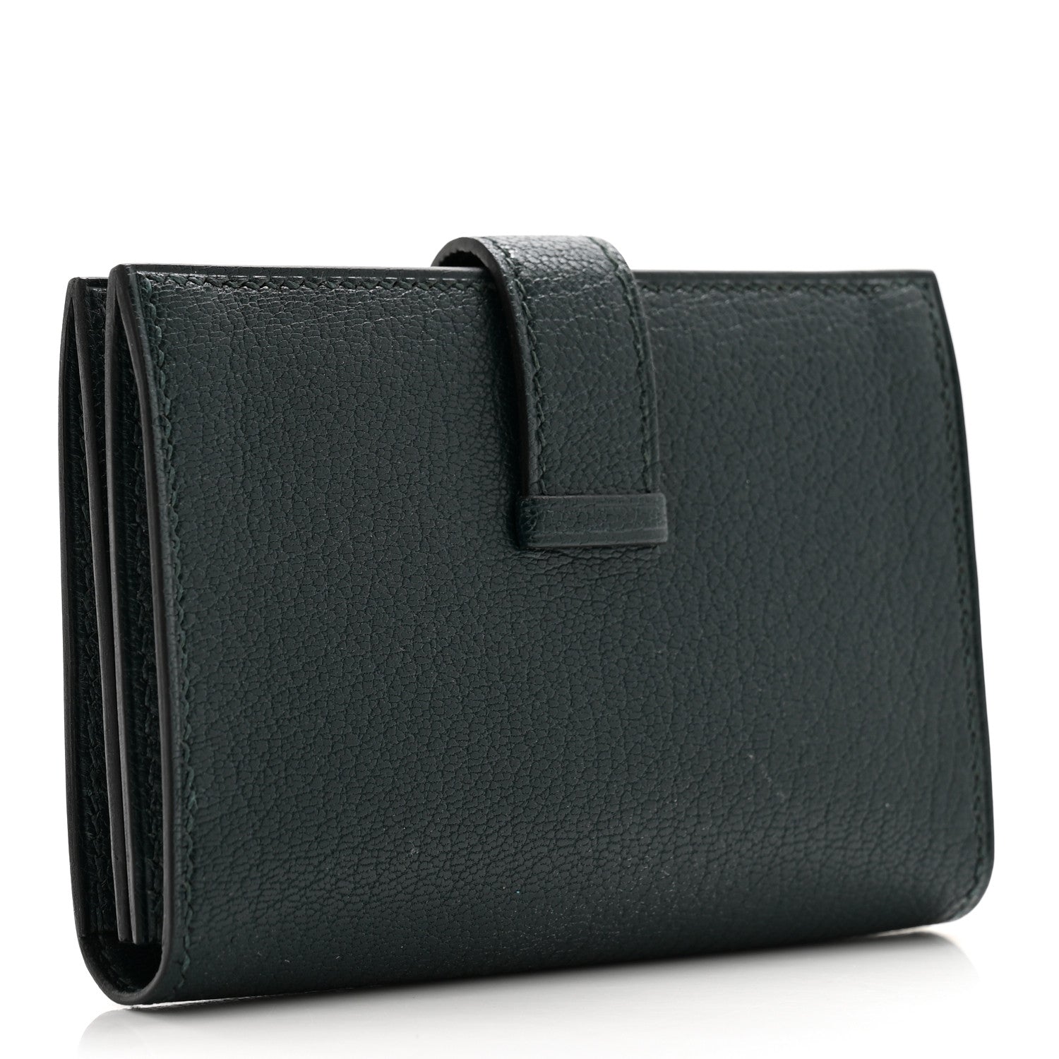 Hermes Chevre Mysore Bearn Card Holder Wallet Vert Cypress 3 of 7